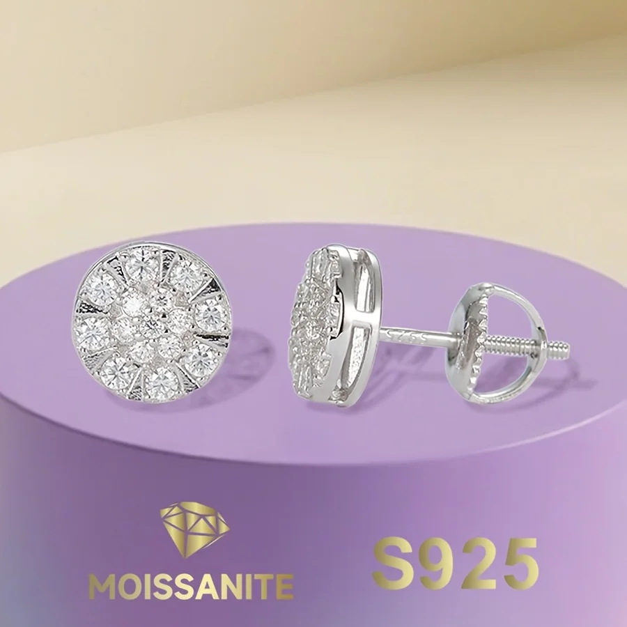 

Round Moissanite Earrings S925 Silver Stud Earring for Women with Gra Certificate New 2025