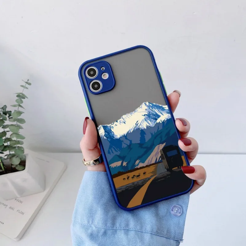 

Cartoon Snow Mountain Scenery Phone Case For iPhone 16 15 14 13 12 11 Pro Max Mini X XS SE 7 8 Plus Shockproof Soft Cover Fundas