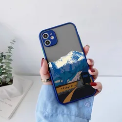 Cartoon Snow Mountain Scenery Phone Case For iPhone 16 15 14 13 12 11 Pro Max Mini X XS SE 7 8 Plus Shockproof Soft Cover Fundas