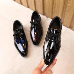 New Children Leather Shoes  Black Boys Dress Shoes Kids Pointed Toe Casual Shoes