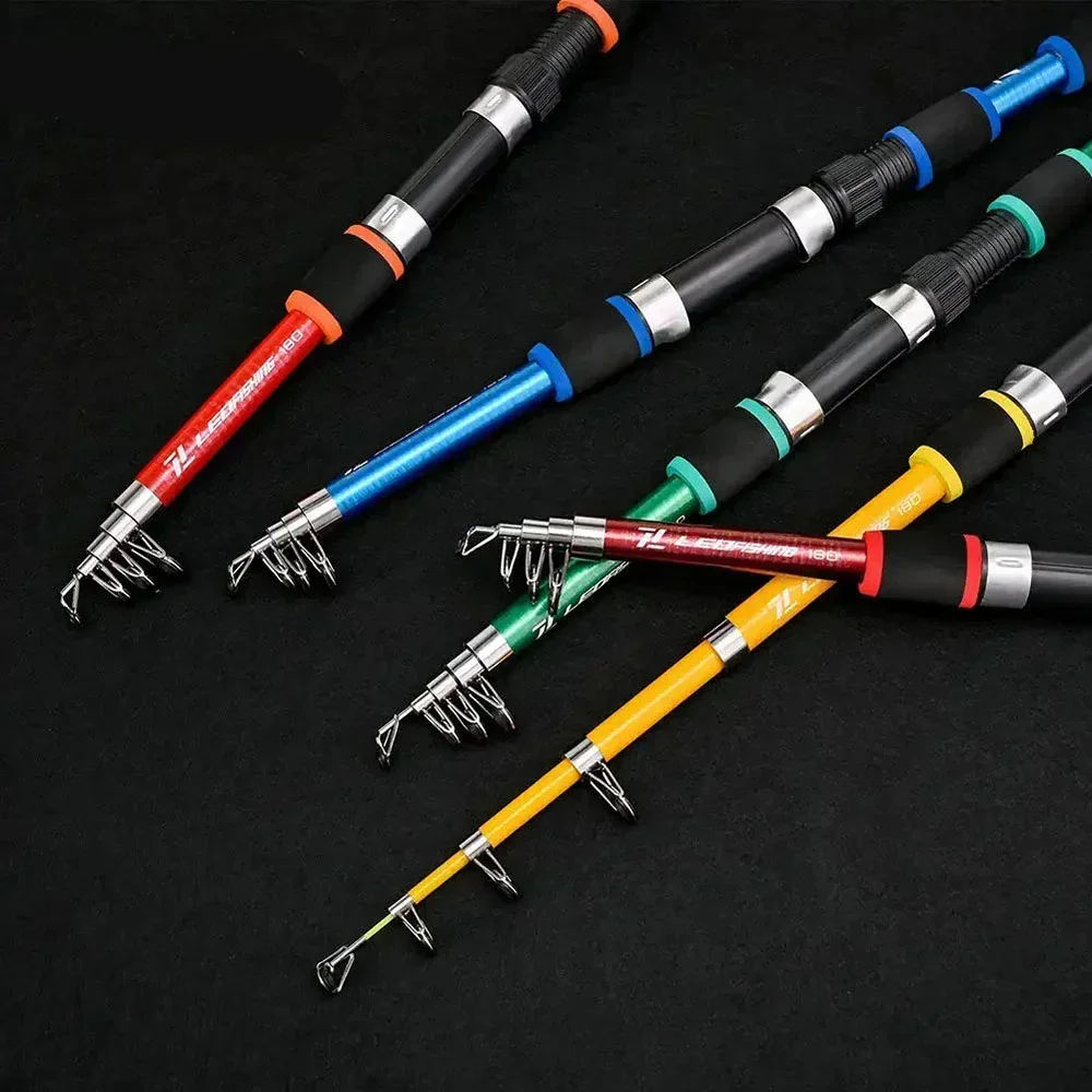 1.8m Draagbare Hengels Set Telescopische Hengel Pocket Spinning Reel Baits Glasvezel Zee Pole Hengel Set