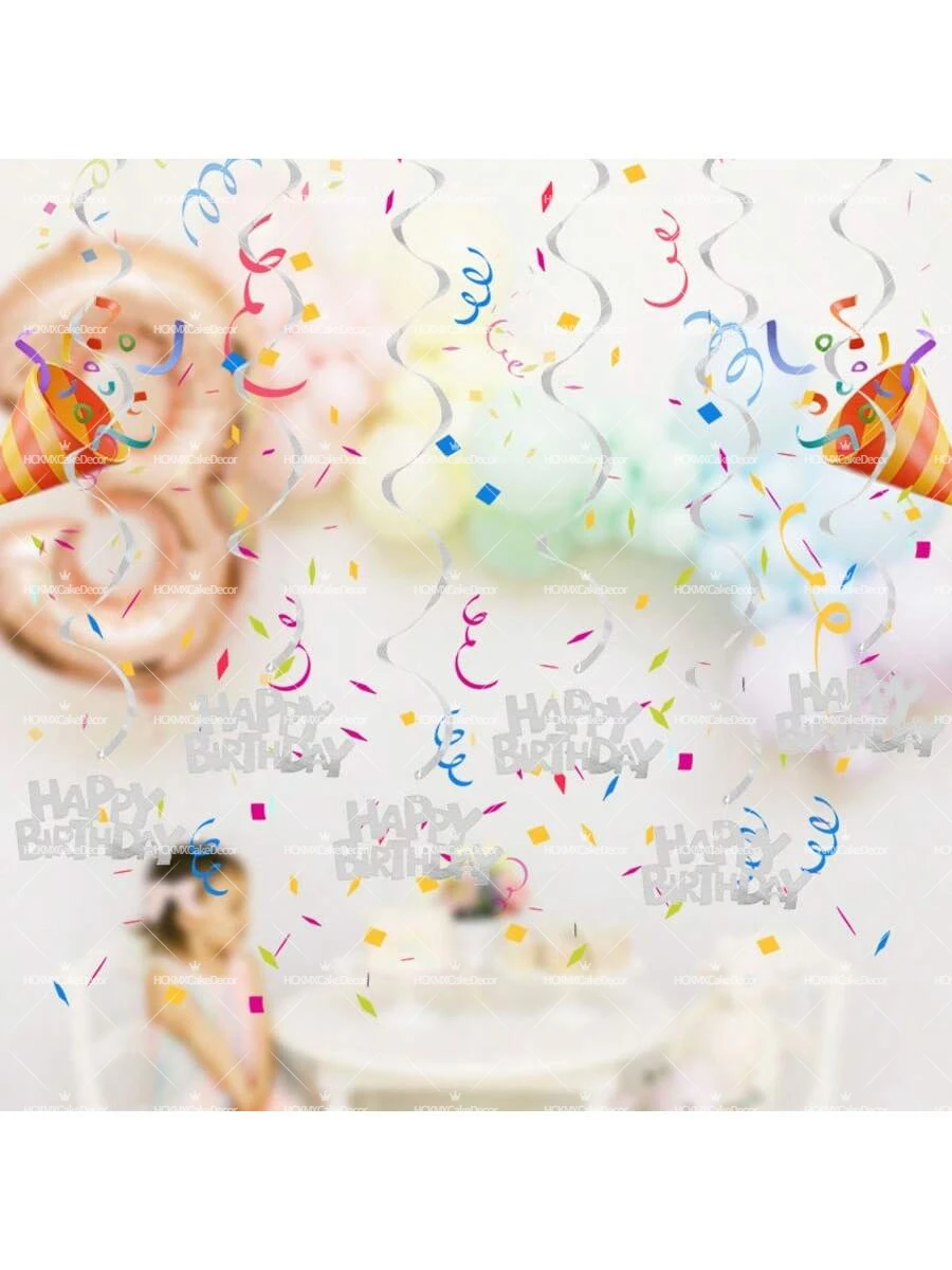 1 Set Happy Birthday Wirbel-Dekorationen Bunte Hängewirbel mit Geburtstagsschildern für Geburtstagsfeiern Girlanden für Erwachsene – Detail 3
