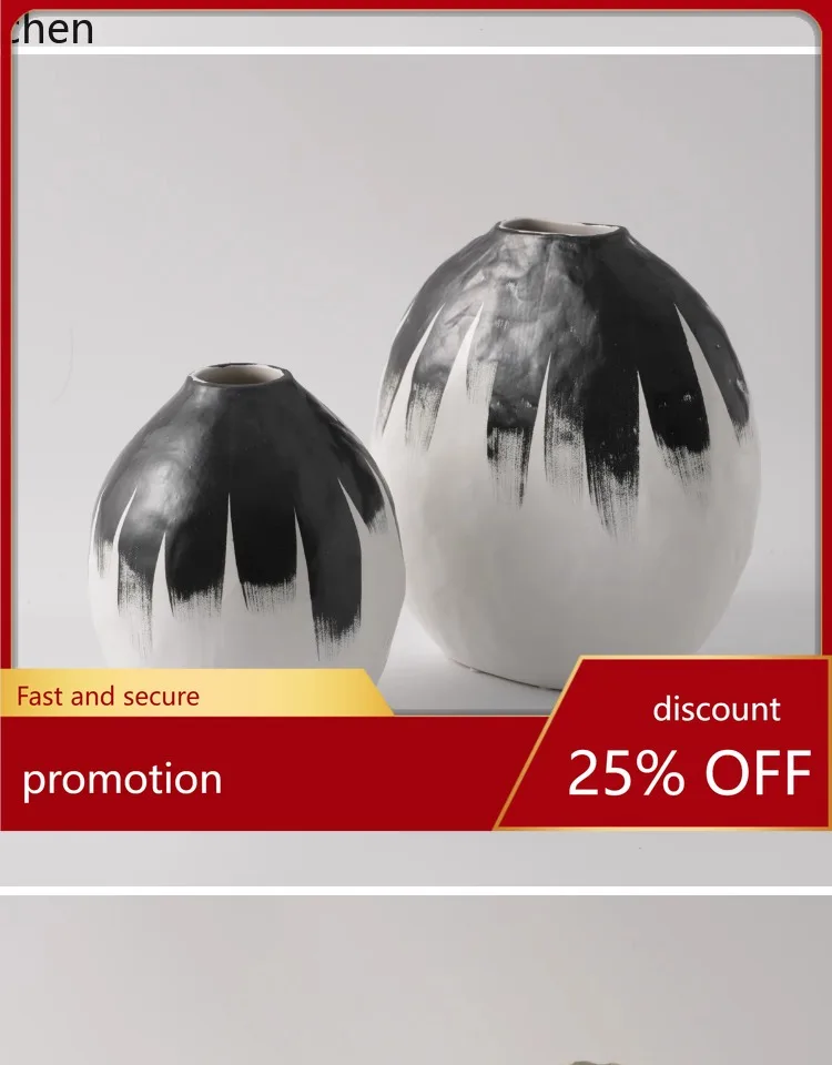 

ZML Vintage Ceramic Pot Ceramic Vase Living Room Dried Flower Arrangement Ornament