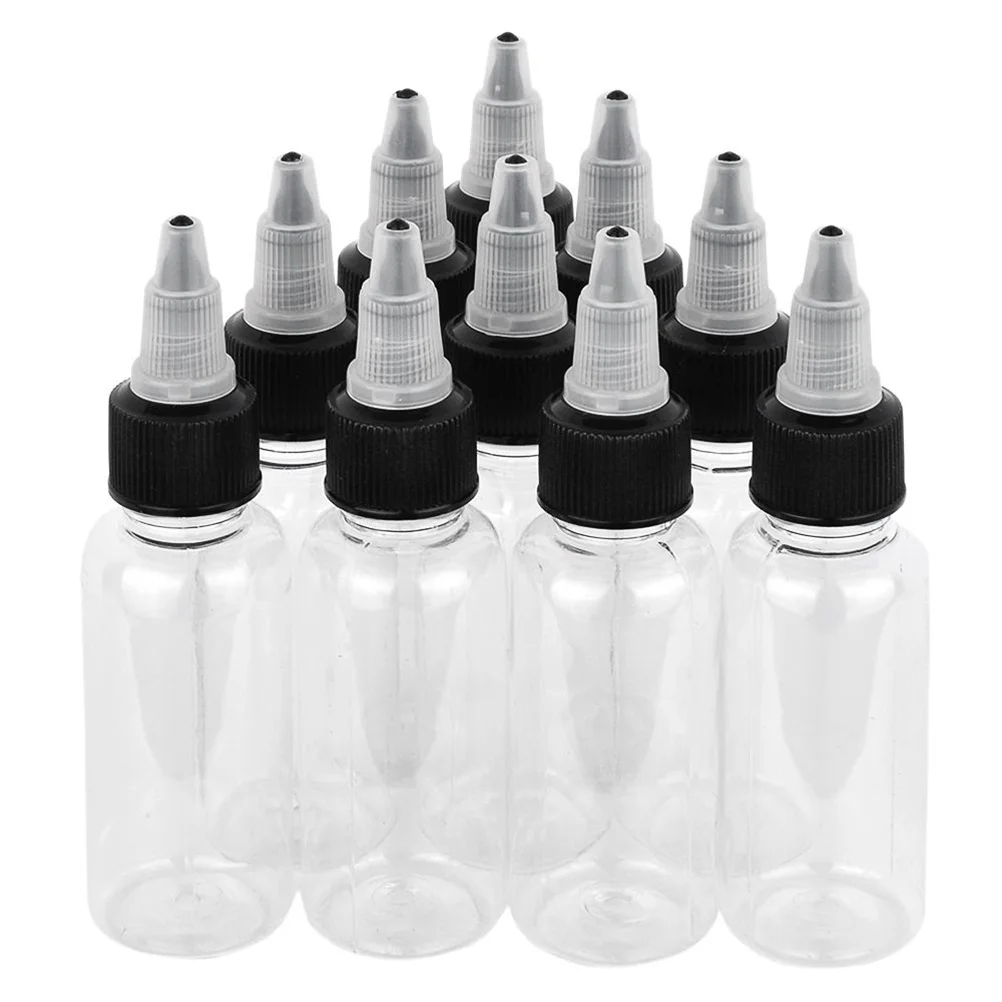 

10Pcs Empty Ink Bottles Large Capacity Transparent Plastic Pigment Storage Bottles Leak Proof for Tattoo Ink Liquid Pigment