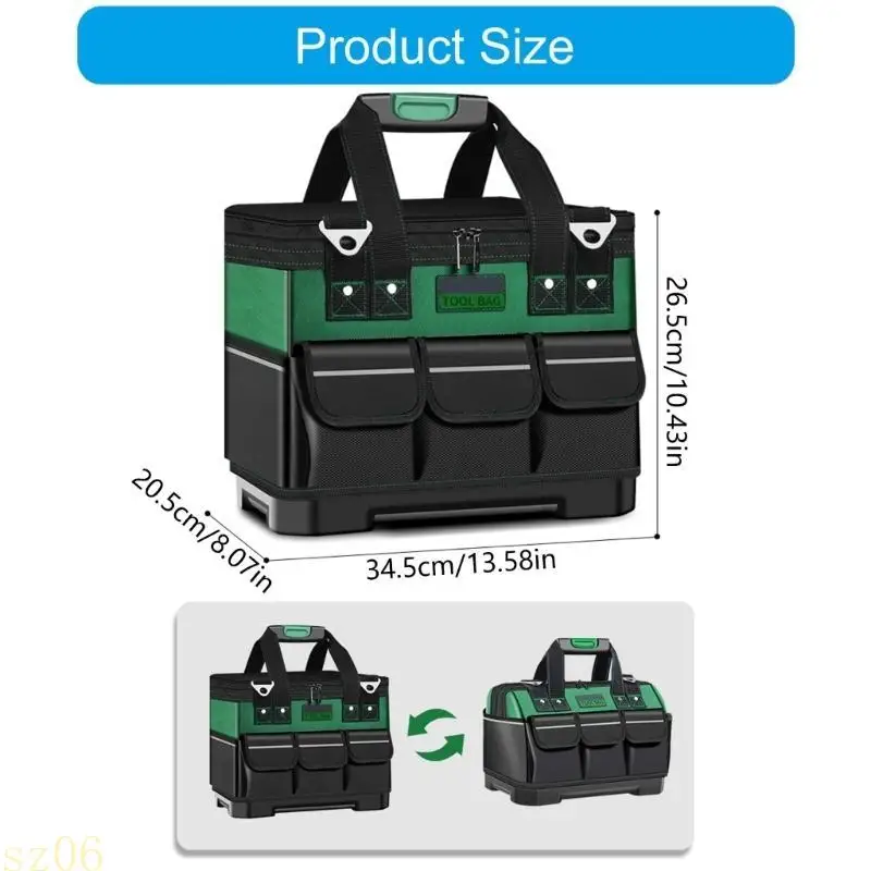 

Q2Q4 16Inch Large Capacity Tool Bag With Sturdy Plastic Base For Professionals