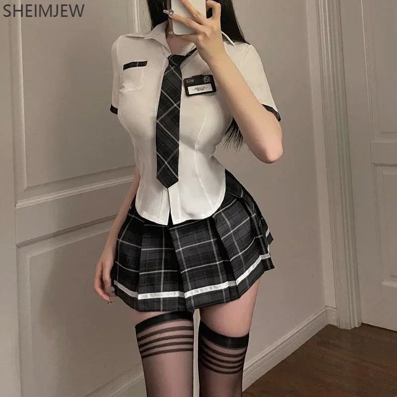 

Slim Student Jk Uniform Shirt Campus High School Student Uniform Suit Female Student Role Play Women's Sexy Lingerie Costume