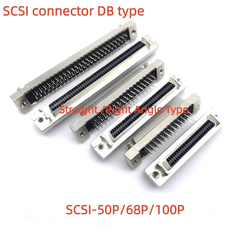 2 Conectores SCSI DB Hembra/Macho de 50, 68, 100 Pines, Rectos o en Ángulo Recto de 90/180 Grados, Adaptador de Soldadura por Orificio, 50P, 68P, 100P