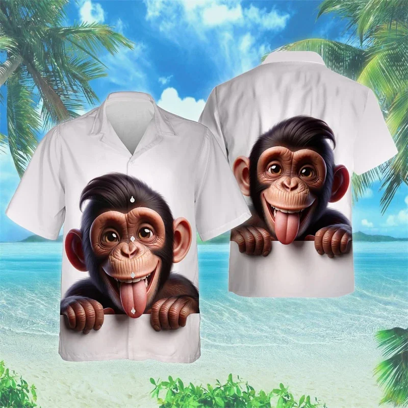 New Gorilla Grafik Herren Hawaii Shirt 3d gedruckt Affen hemden Herren Sommer losen Strand übergroße kurz ärmel ige Tops Kleidung