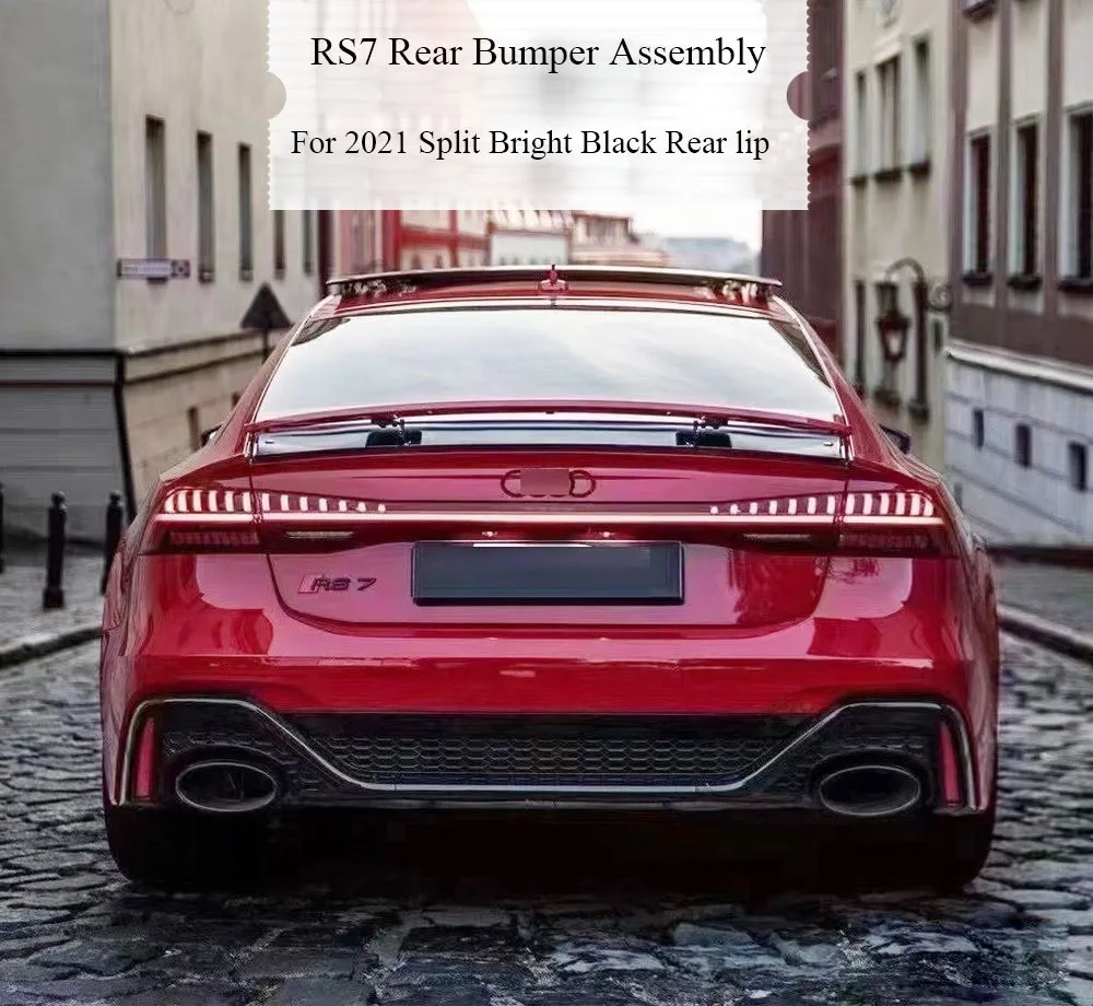 

Runde For Audi 19-21 A7 Modified RS7 Rear Bumper New A7 Upgraded RS7 Rear Bumper Bright Black Rear Lip Tail Throat