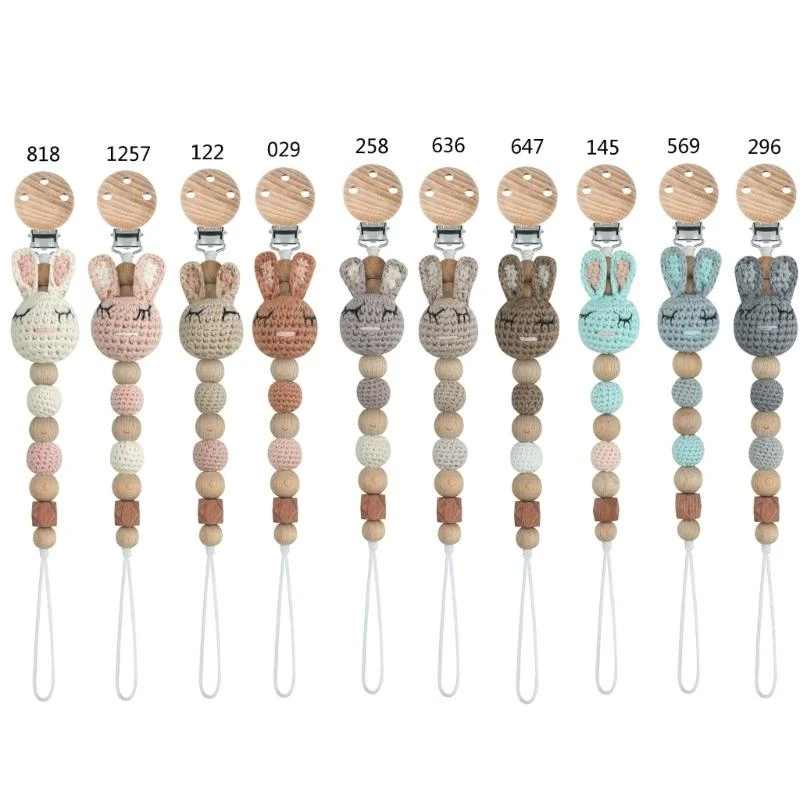 

M76C Pacifier Chain Crochet Bead Child Teether Toy Dummy Clip Soother Holder Chewable Baby Product Nursing Supplies