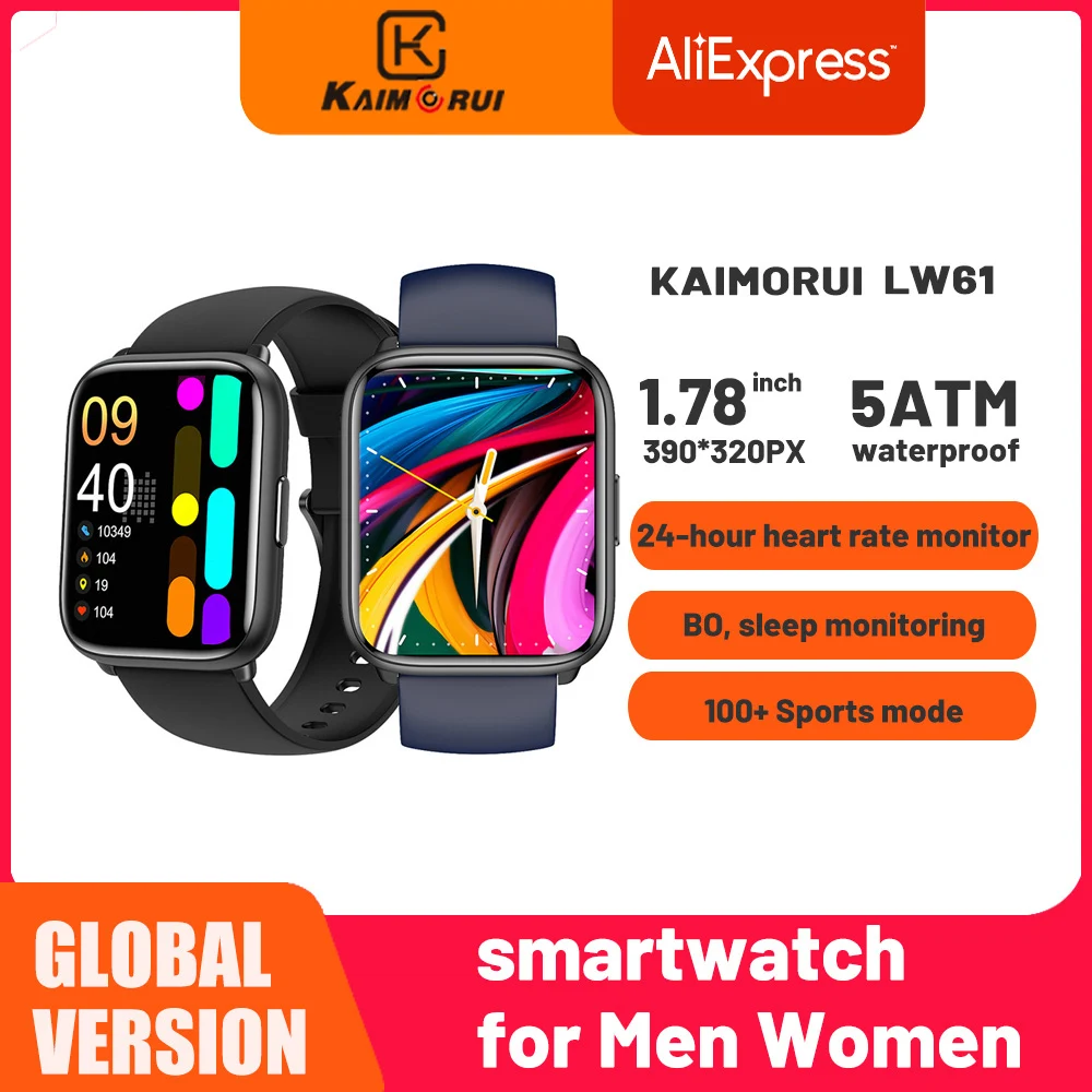 

KAIMORUI LW61 Smartwatch 1.78 inch 390*320px Heart Rate Sleep Monitor 100+ Sport Modes 5ATM waterproof Smart Watch Men Women