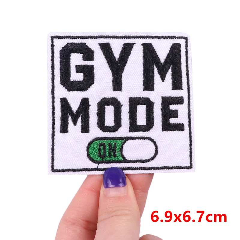 GYM MODE Embroidery Patch Iron On Patches For Clothing Thermoadhesive Patches For Jackets Clothes DIY Punk Animal Fusible Patch