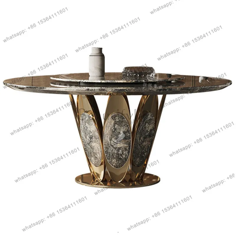 Pure natural marble dining table platinum diamond luxury stone light luxury high-end dining table blue jadeite countertop