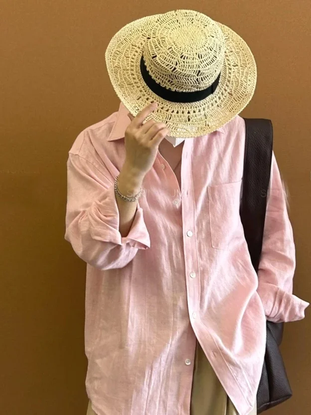 

Classic Cotton Linen Workwear irt Men's Casual Long Sve Breathable Loose Fit Youth Faion No Iron Treaent