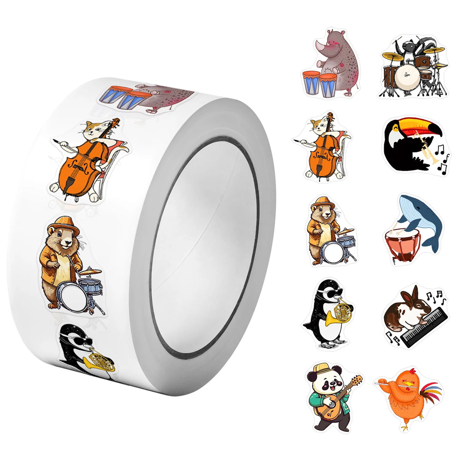 

1 рулон (500 шт.) милые животные группа узор наклейки 2,5 см/1,0 дюйма 10 дизайнов наклейки Diy украшения подарки пакеты домашний декор печать этикетка