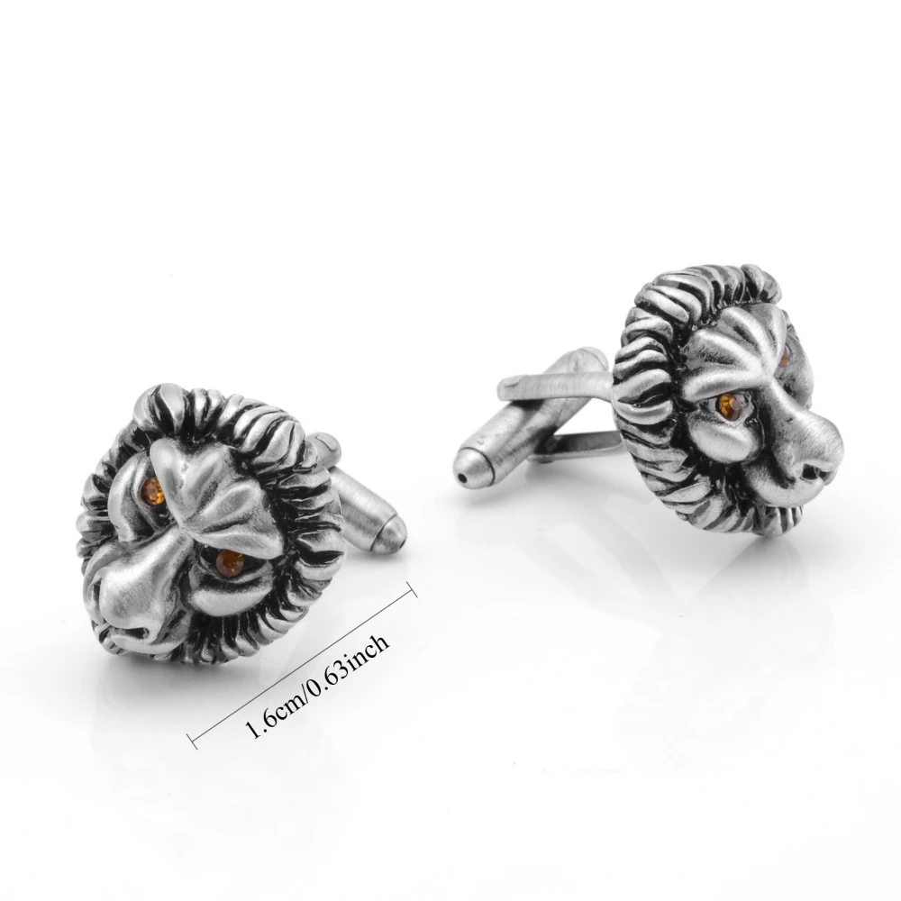 Vintage Lion Head Cufflinks Men's Business-style Personalized Sleeve Studs With Yellow Eye Detailing Suit Shirt Cuff Accessories