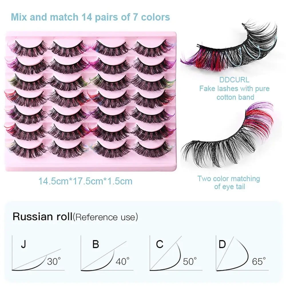 Fofo russo Strip Eye Lashes, Cílios de cor natural, Cílios Vison Falso, Cílios coloridos