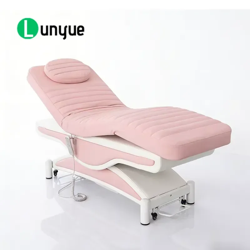 Pink 3 Motor Electric Beauty Massage Bed Modern Removable Medical Face Bed with Wheels for Spa Treatment Furniture