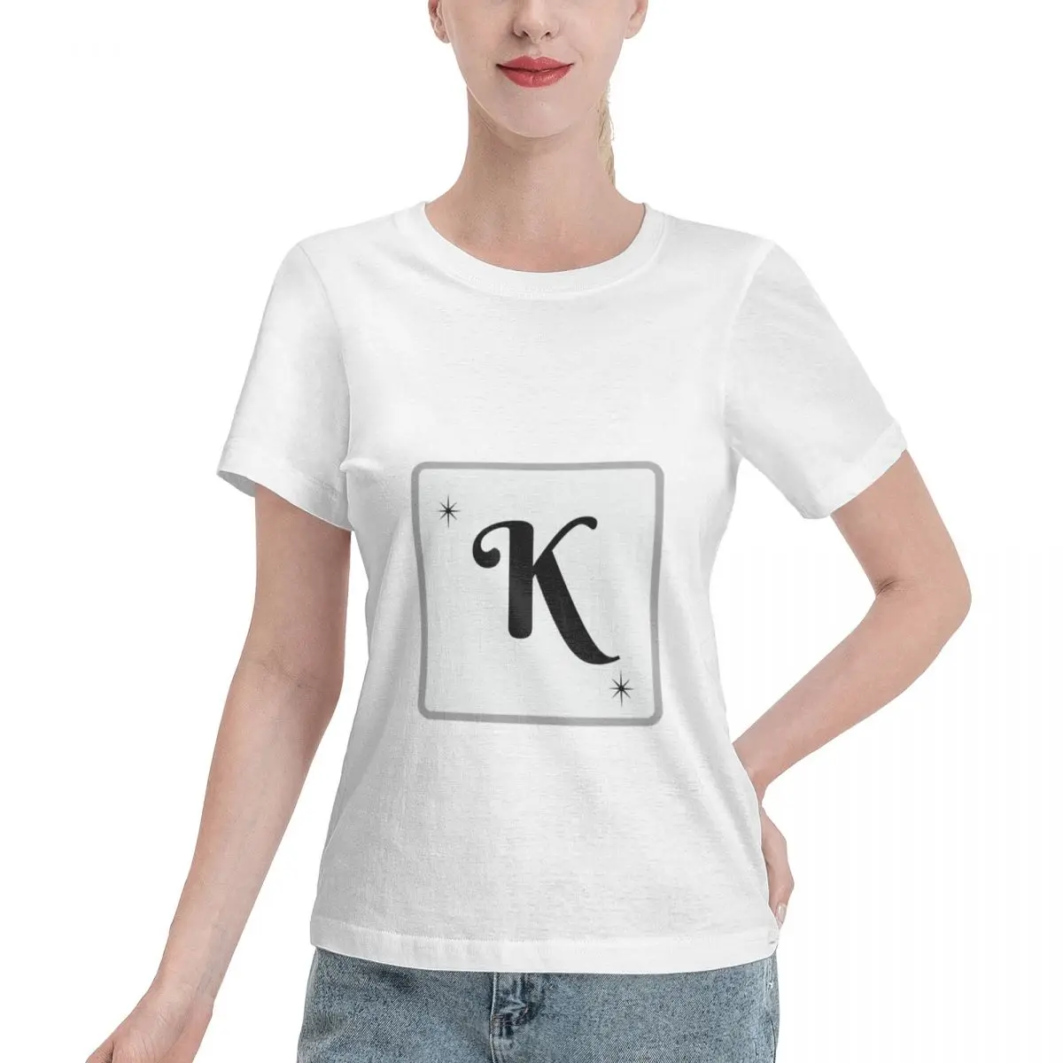 Quick Dispatch K Letters From Alphabets Educational Women's T-shirt Relaxed Style College Girls Top