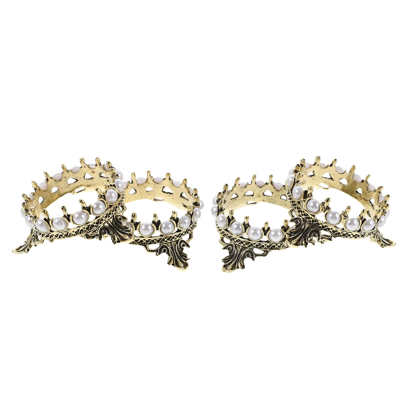 

4Pcs Nail Tool Organizer Vintage Crown Nail Art Pen Holder with Fake Pearl Edge Manicure Brush Stand for Efficient Desktop