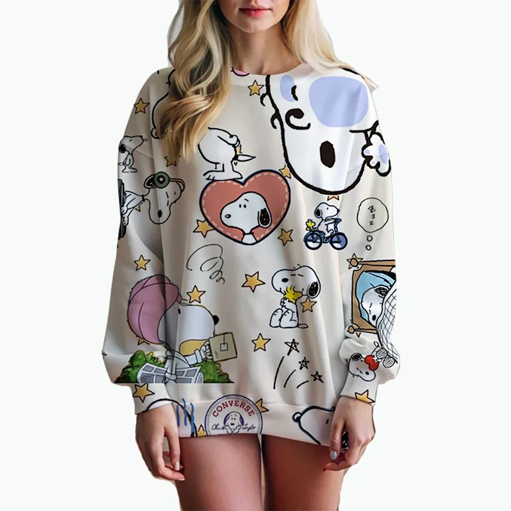 بلوفرات نسائية للخريف والشتاء بطباعة سنوبي بلوفرات نسائية مريحة بأكمام طويلة بلوفرات نسائية غير رسمية برقبة دائرية