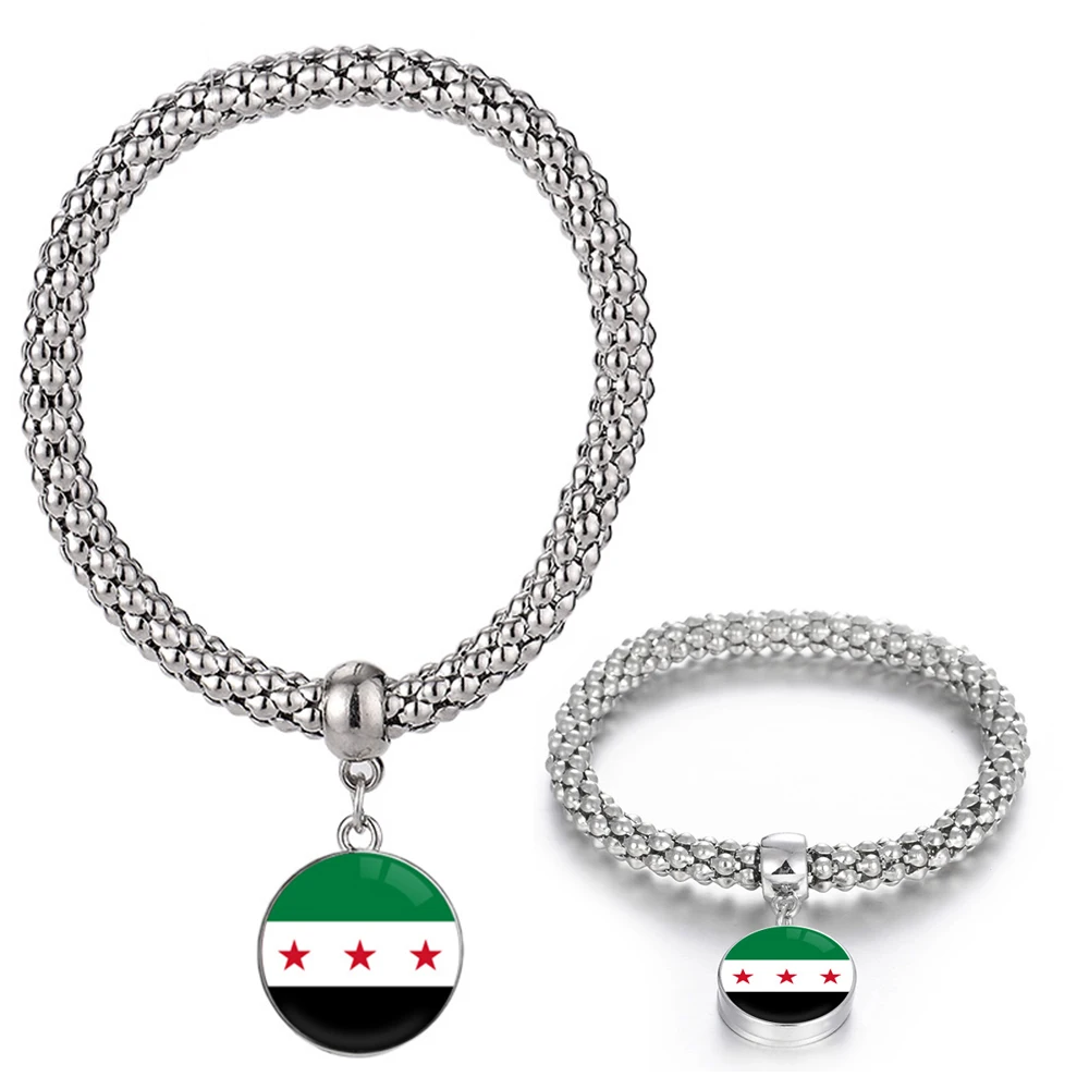 Syrian Flag National Bracelet Elastic Braided Bracelet Women Men Handmade Hand Strap Fashion Personality Jewelry Gift New