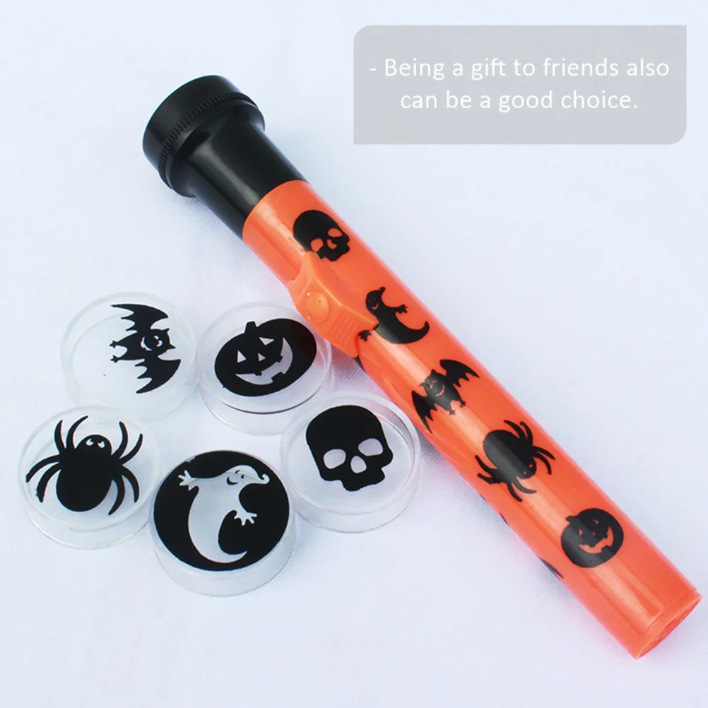 Proyector de linterna de proyección de Halloween, lámpara de patrón de fantasma de calabaza, casa encantada de plástico, 5 Juegos