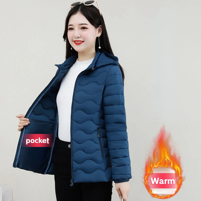 Winter Women Parkas Comfort Casual Jacket Fashiona Hooded Cotton Coat for Female Slim Fit Warm Outerwear Mother\'s Short Overcoat