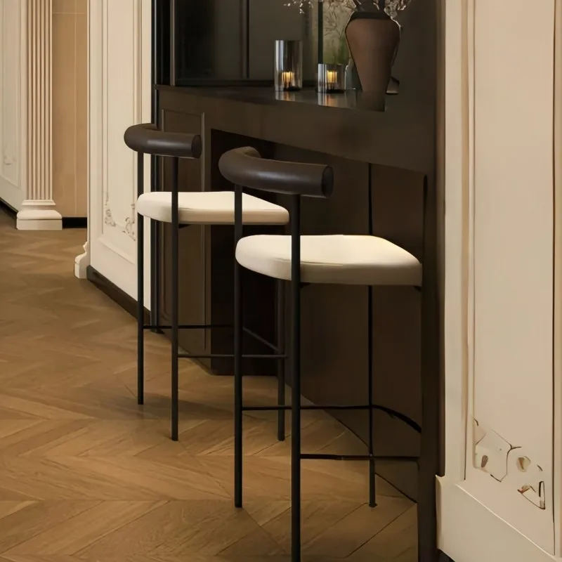 Silla de Barra Retro Nórdica con Respaldo Ajustable, Silla de Barra Cómoda y Elegante, Sillas para Barra Alta, Muebles de Hotel