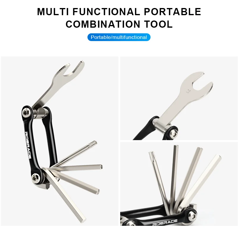 RIDERACE Bicycle Multi Tool 5 in 1 Portable 4mm 5mm 6mm Hex Allen Wrench T25 15mm Bike Pedal Spanner Multifunction Repair Tools