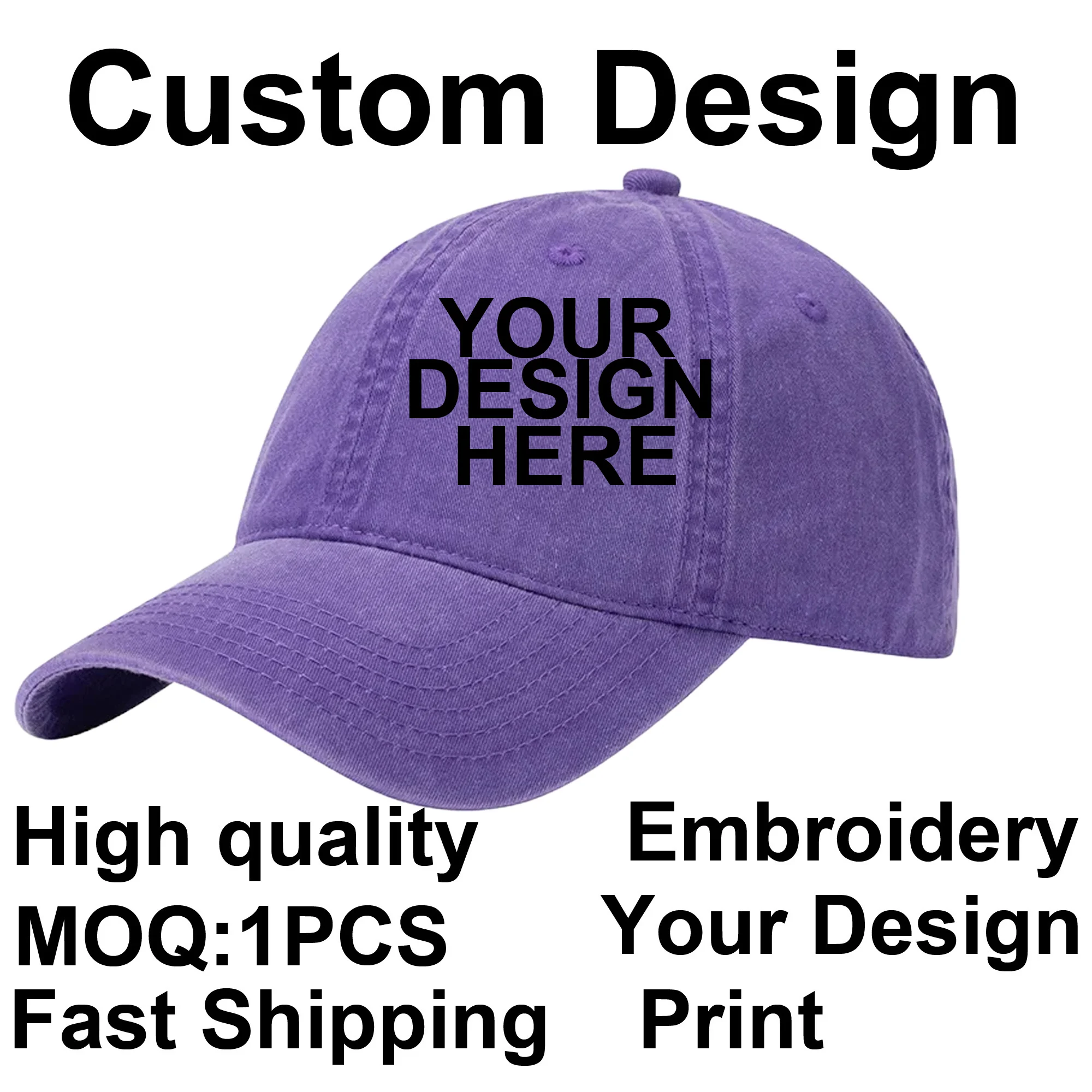 

BaronHong Custom Baseball Cap Brand Logo Design DIY Sun Hat Embroidery Print Photo Washed Retro Cotton Hat Adult Wholesale