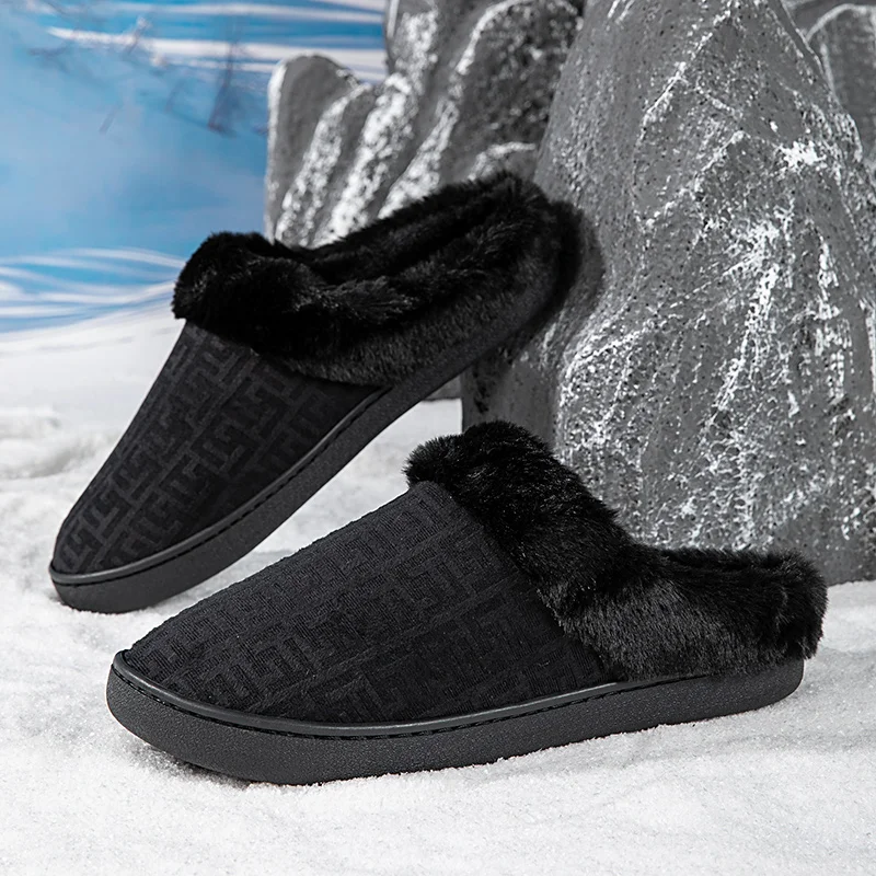 

Хлопковые тапочки, мужские зимние нескользящие нескользящие хлопковые тапочки на толстой подошве для домашней одежды с сумками и мужскими шерстяными тапочками