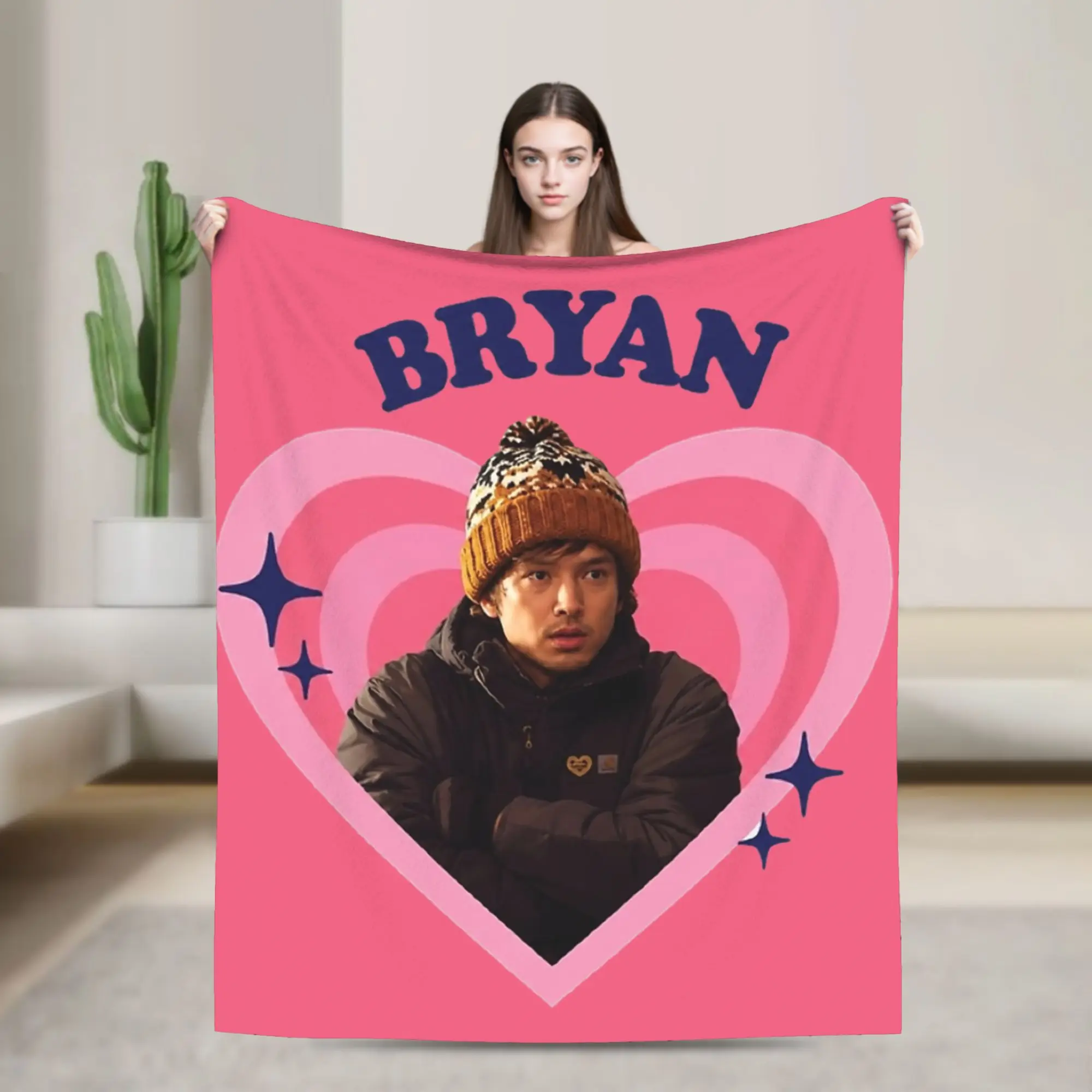 Bryan Reto Heart Austin Abrams Fleece Throw Blanket R-Residents Blankets for Sofa Office Soft Bedroom Quilt