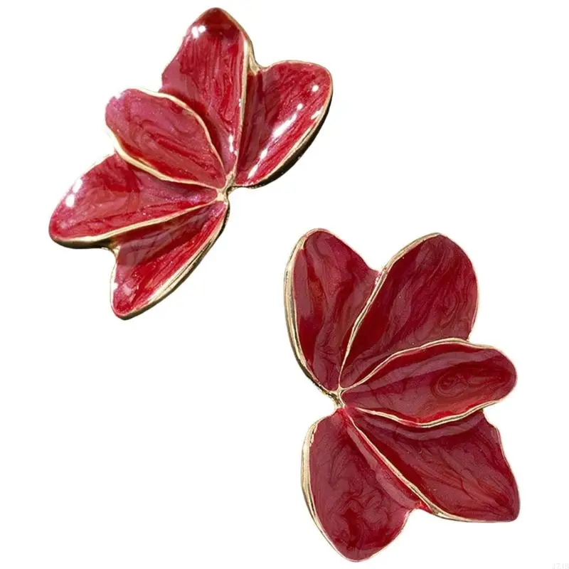 

J7JB Unique Maple Leaf and Flower Earrings Portable Accessory for Vintage Lovers