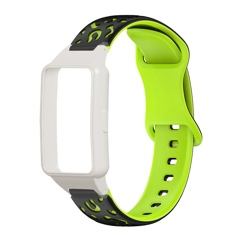 

Leopard Print Silicone Wristband with Soft Protective Case For Huawei Band 6/6Pro/6NFC/7 Honor Band 6/7 Quick Release Washable