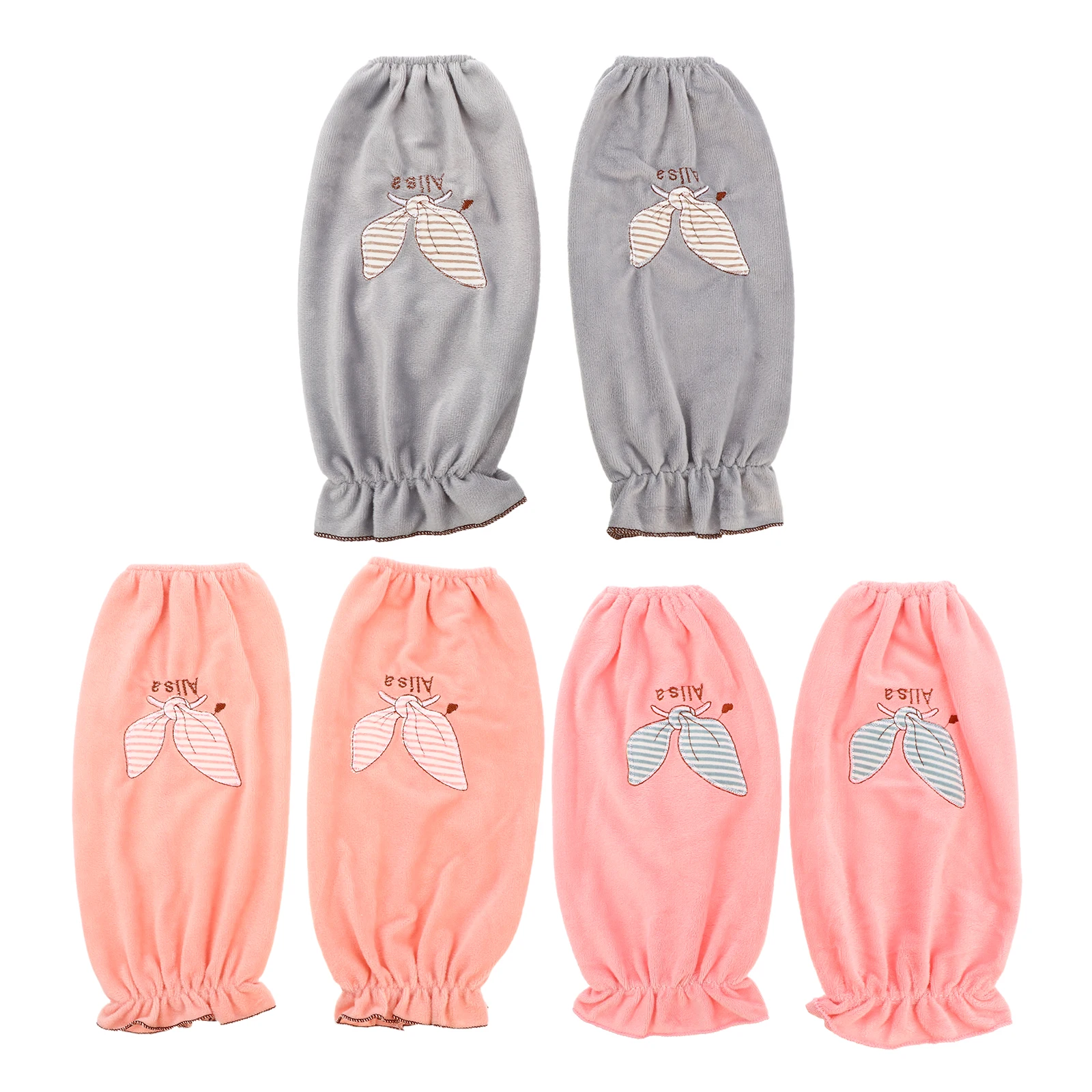 Embroidered Fleece Long Sleeve Protectors Reusable Oversleeve Cover Arm Guard Cleaning Household Cuff Gloves Anti Slip
