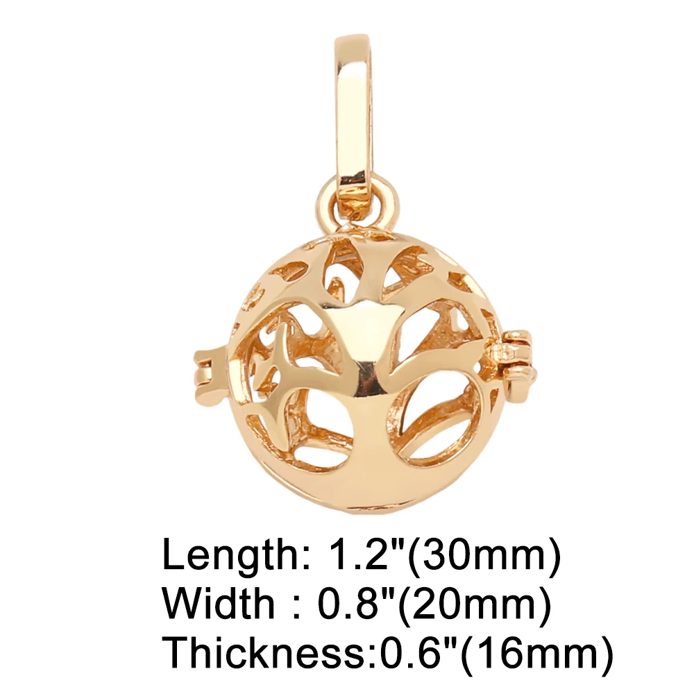 OCESRIO Retro Harmony Ball Chime Bola Necklace Pendant for Pregnancy Copper Gold Plated Wishing Ball Gifts for Wife pdtb403