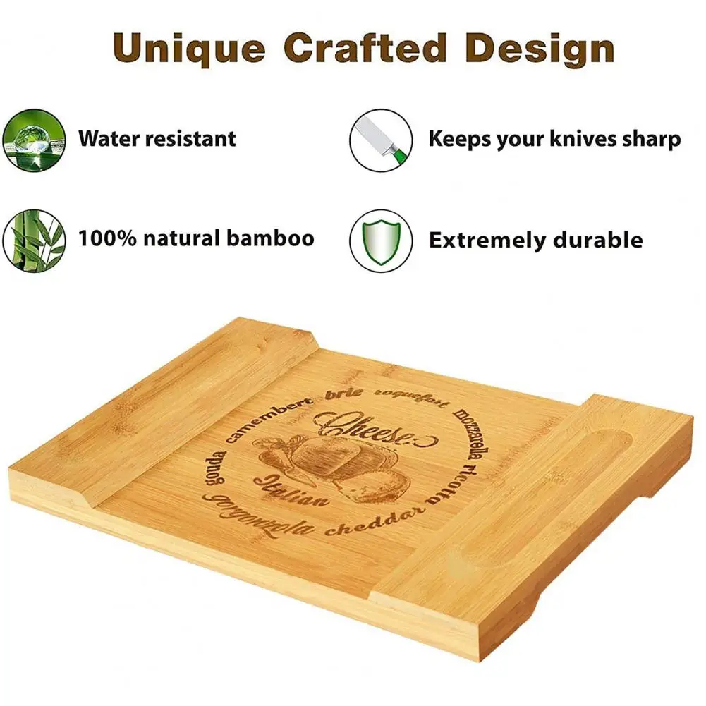 Wooden Chopping Board Fruit Serving Tray Bamboo Chopping Board with Grooves Personalized Charcuterie Cheese Board for Kitchen