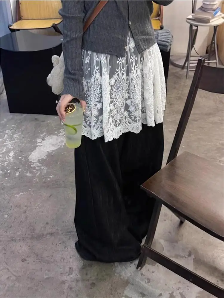 

Embroidered Lace Hem Assorted Size Women's Autumn Winter New Sle Layered Skirt Curtain Butt Covering White f-length Skirt