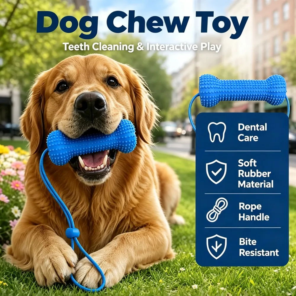 360° Dog Toothbrush Chew Toy Soft Rubber Teeth Cleaning Dental Stick Interactive Puppy Care Large Small Dogs Teeth Cleaning Tool