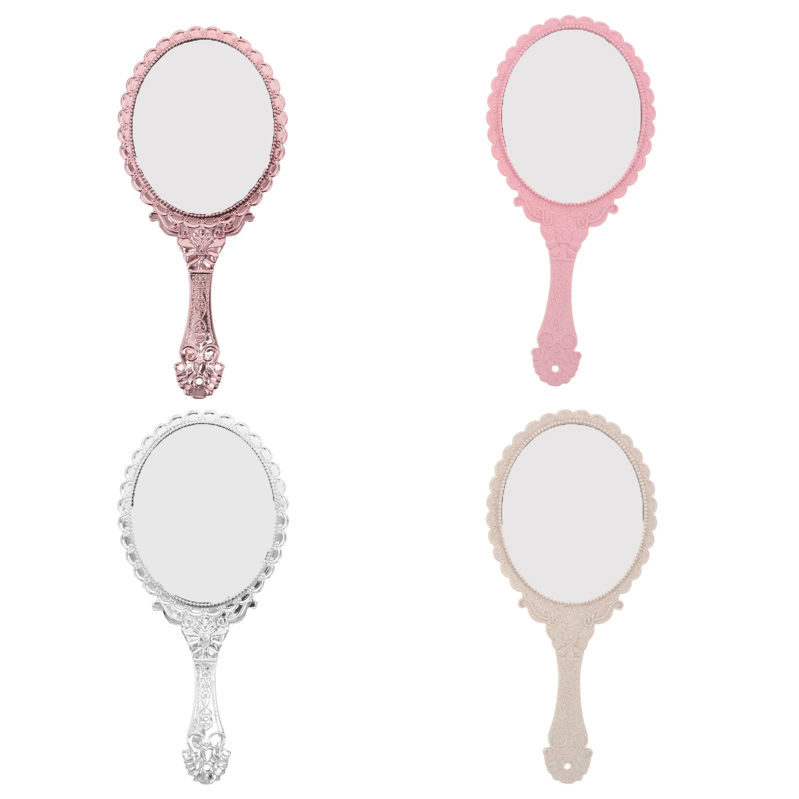 Espejo de mano de 4 Uds., diseño Vintage para aplicación de maquillaje, portátil, ligero, aspecto elegante, encanto Retro, colores versátiles