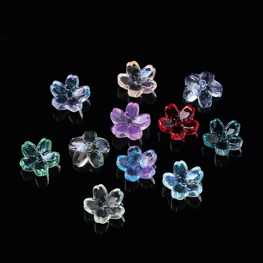 20 teile/los Bunte Sakura Blume Lampwork Perlen Kappen Glas Spacer Perlen für Schmuck Machen DIY Haarnadel Zubehör