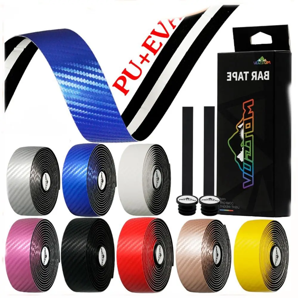 Bicycle Handlebar Tape, Carbon Fiber PU&EVA Road Bike Bar Tape Non-Slip Cycling Handle Wraps for Mountain Bike 2 Rolls per Set