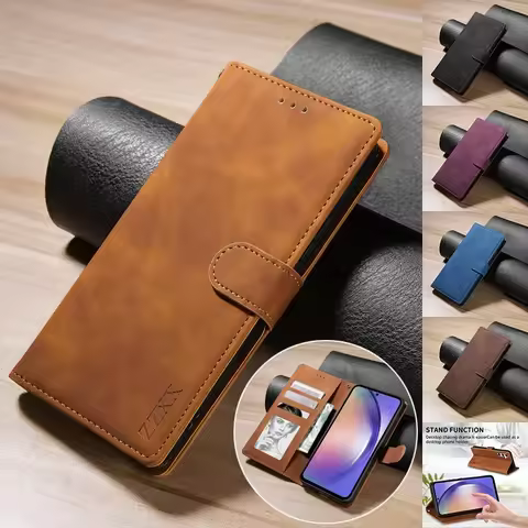 Wallet Magnetic Flip Leather Case For Samsung Galaxy A13 A14 A15 A16 A35 A53 A54 A55 S25 Ultra S24 S23 S22 Plus S21 S20 FE Cover