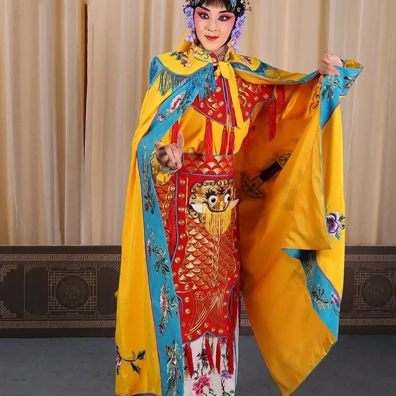 

Huadan Performance Costume Scales And Armor Farewell My Concubine Peking Opera Stage Dress Yu Ji Performance Cloak