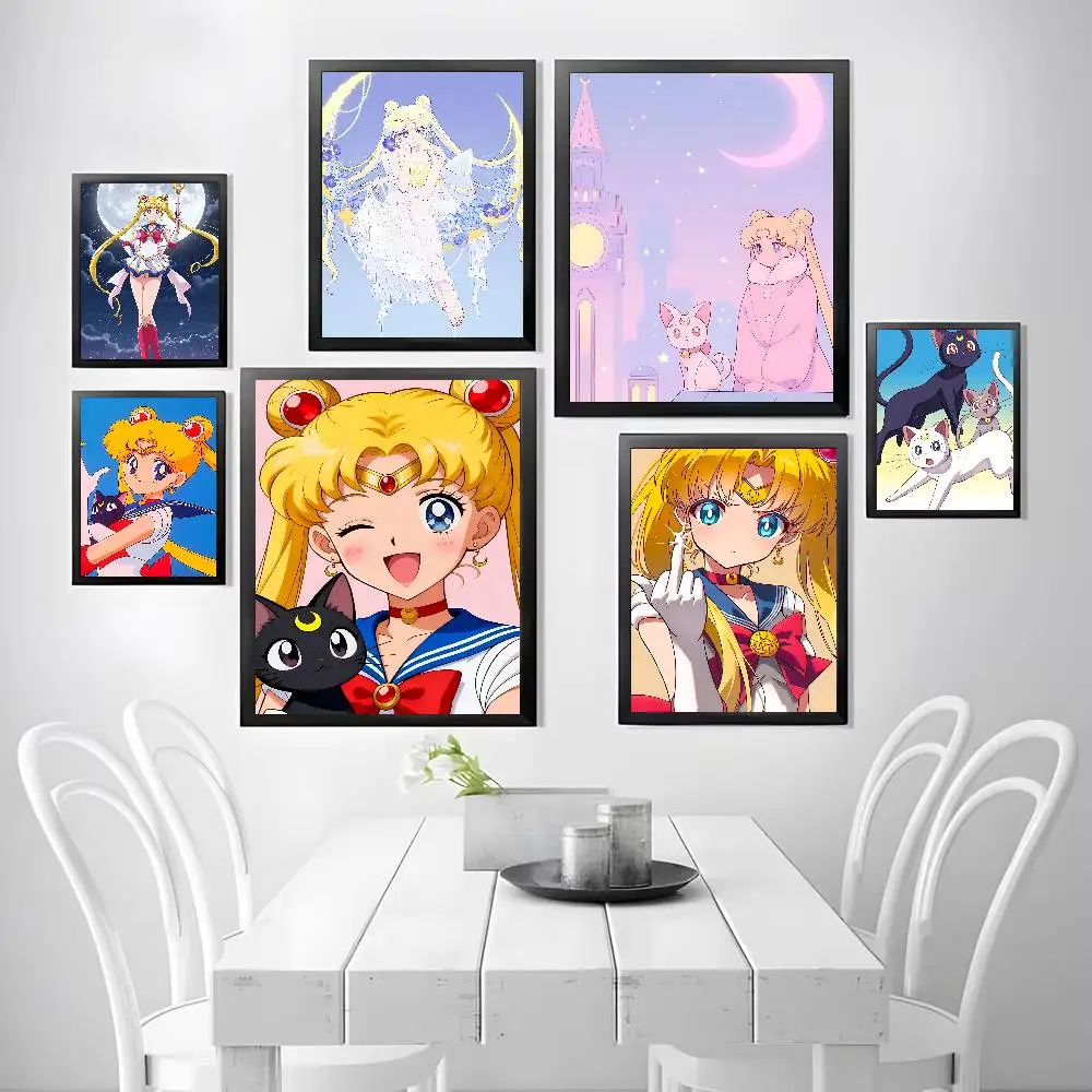 S-Sailors M-Moon Frameless Canvas Painting Decorative Art Printing Poster Image Home Living Room Bedroom Decoration Painting