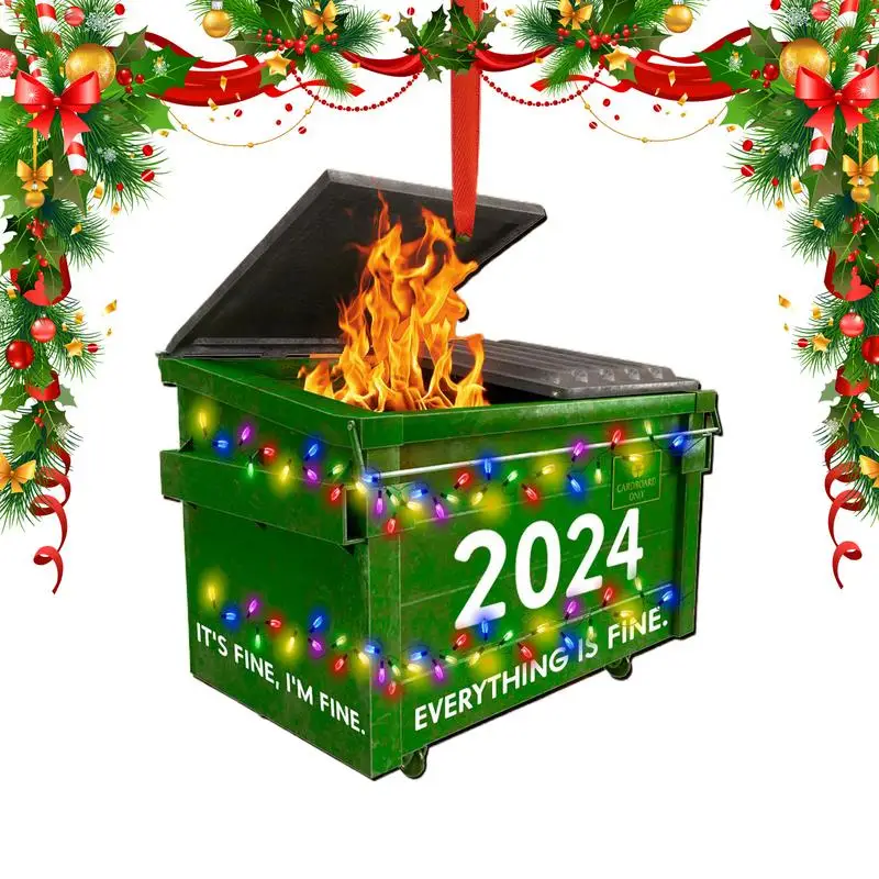 Trash Can Fire Christmas Tree Decorations Christmas Dumpster Fire Decorations For Christmas Tree Dumpster Fire Ornament 2D