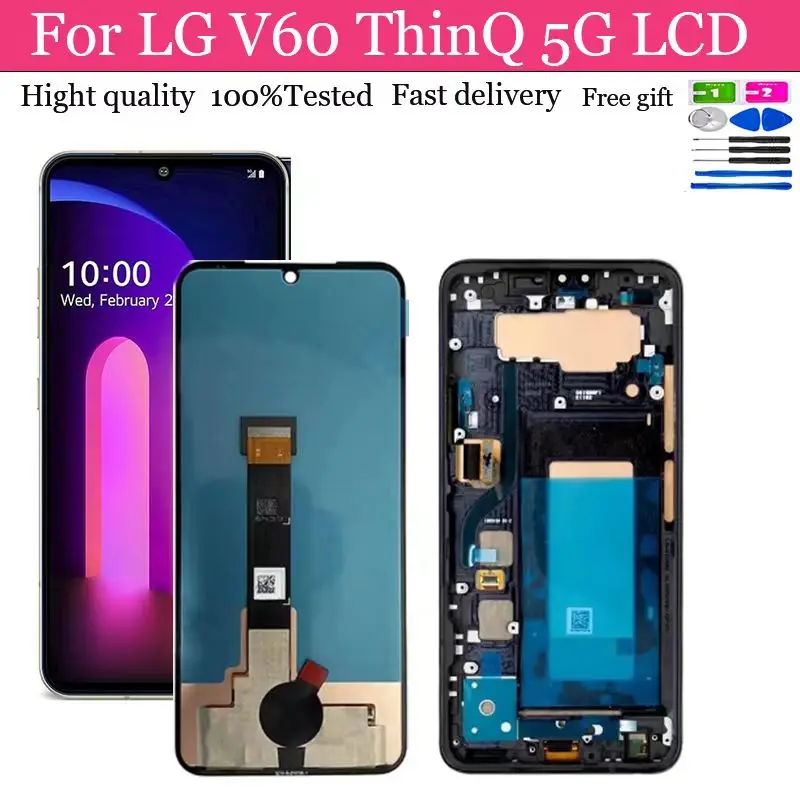 

6.8" For LG V60 ThinQ 5G V600 LM-V600 LCD Display Touch Panel Screen Digitizer Assembly +frame For LG V60 Manin LCD