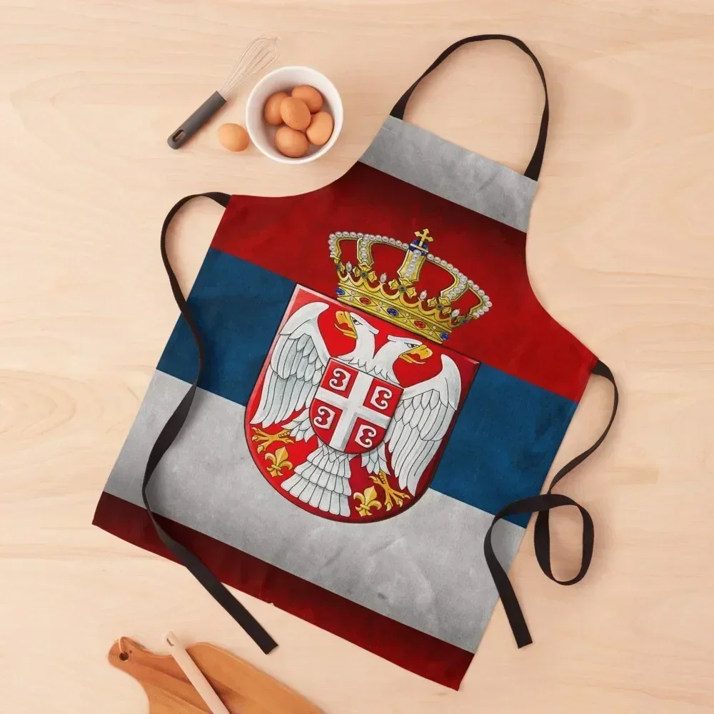 

Serbia flag Apron Kitchen Handle For Women Kitchen For Man Cooking Women's Home Clothes Apron