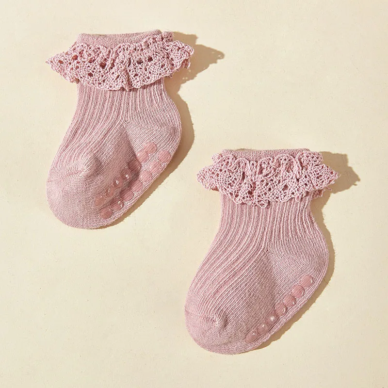 6 Pairs a Lot MILANCEL New Autumn Baby Floor Socks Toddler Cute Lace In Tube Socks Infant Girls 6 Colors Walking Socks